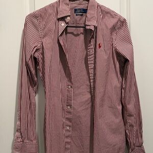 Polo by Ralph Lauren Burgundy Striped Shirt